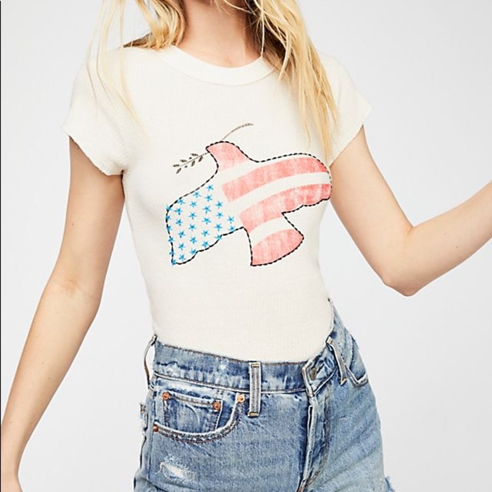 Free people dove patriotic shirt sz M,new w/o tags